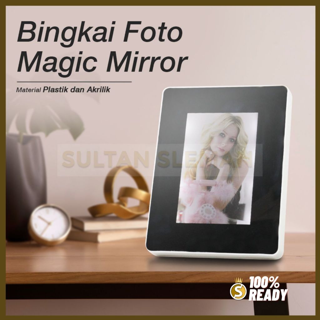 Frame Bingkai Foto Cermin LED Estetik Kado / Mirror Bingkai Foto Kaca Lampu Minimalis Elektronik