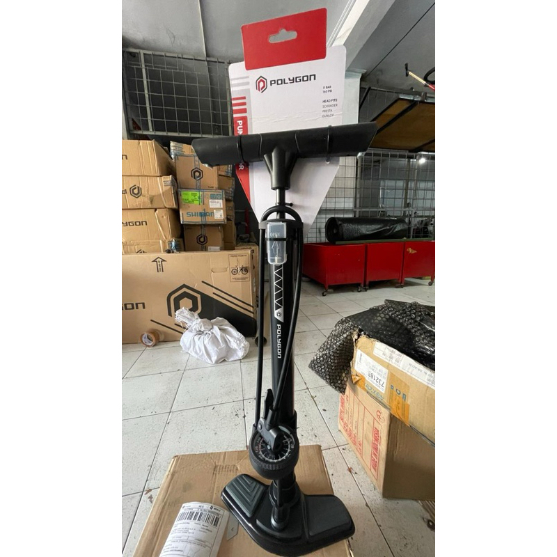 POMPA LANTAI SEPEDA / FLOOR PUMP POLYGON STEEL STX DUAL HEAD 160 psi pompa angin /ban sepeda/ pompa 