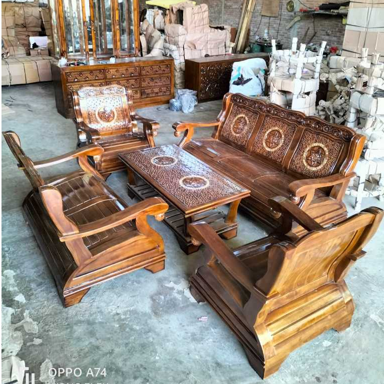 kursi tamu gajah jati | Set meja tamu kayu jati minimalis/model gajah sandaran ukir/ukir jepara