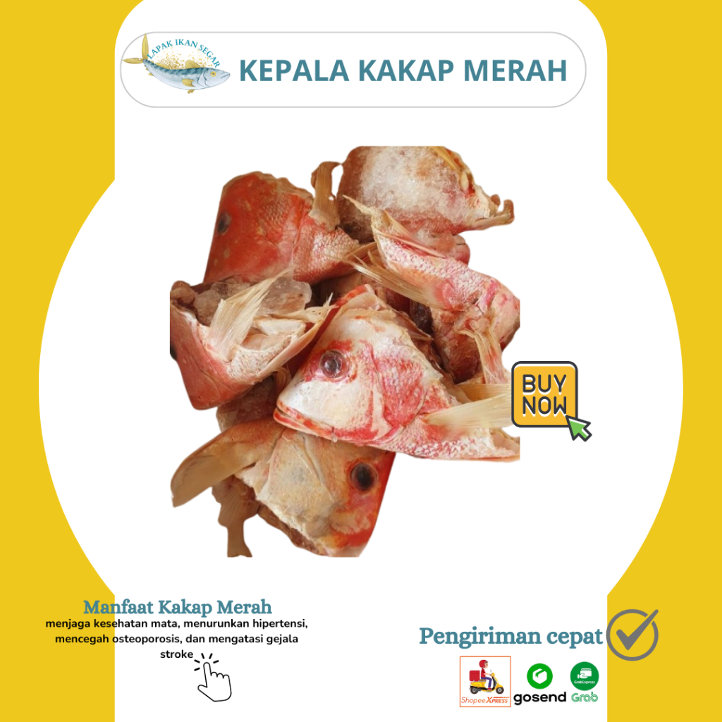 

Kepala Kakap Merah/ Head Red Snapper Segar 1kg
