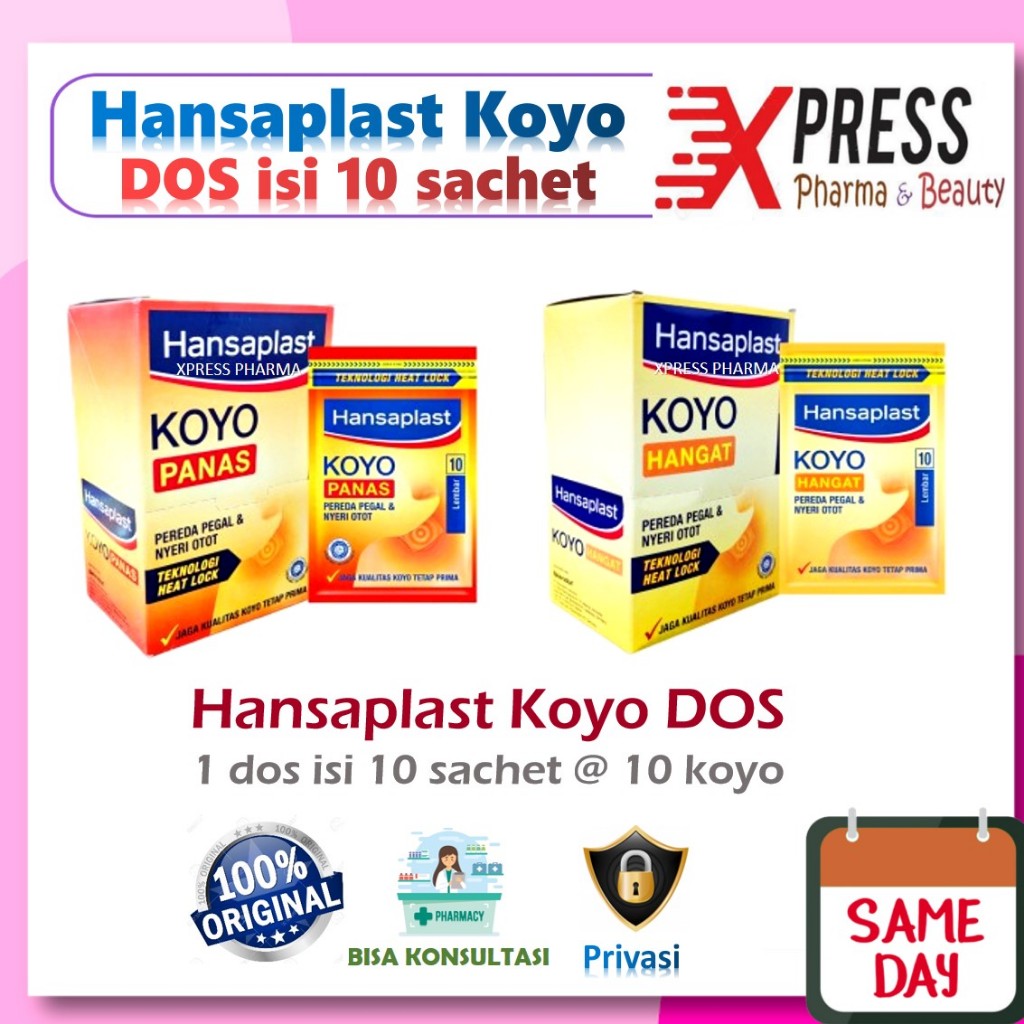 ⚡XPRESS⚡DOS isi  10 sachet 10 lembar Koyo Hangat / Panas Hansaplast koyok Linu Cabe Pegal Dus Box Bo