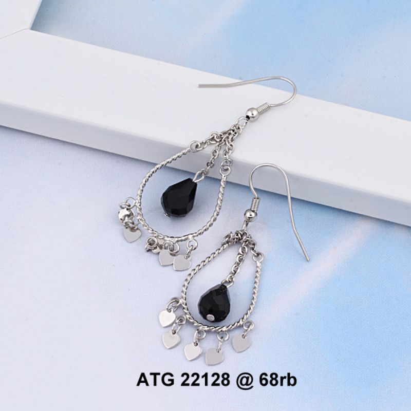 anting kerabu giwang 22128b xuping putih mata hitam