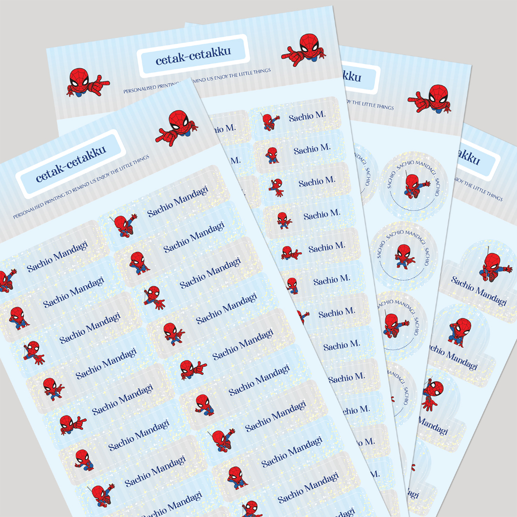 

SPIDER-MAN / COMBO PACK - 103 pcs / LABEL & STIKER NAMA WATERPROOF