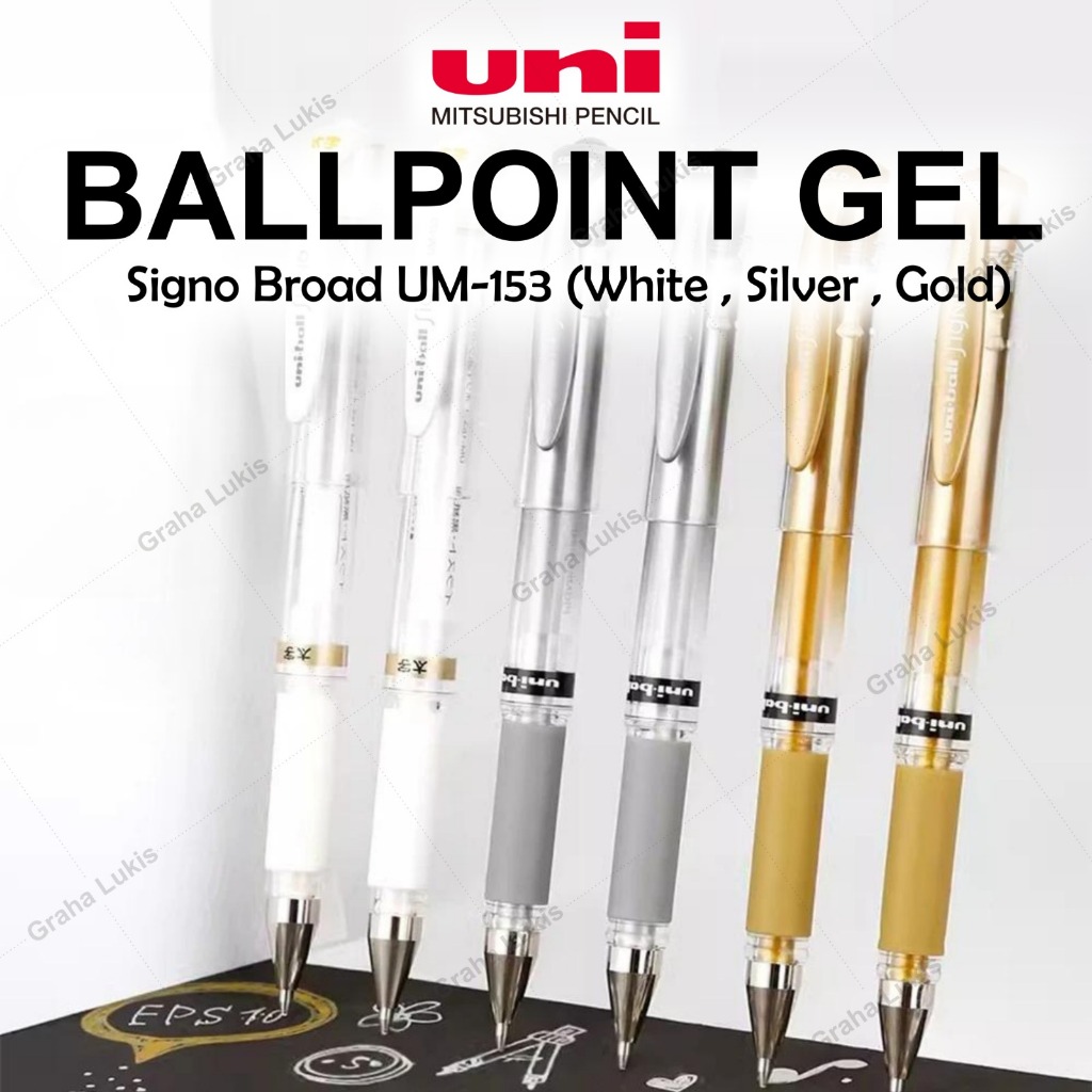 

Uni-ball Signo Broad UM-153 White , Gold, Silver Pen (Gel Ink)