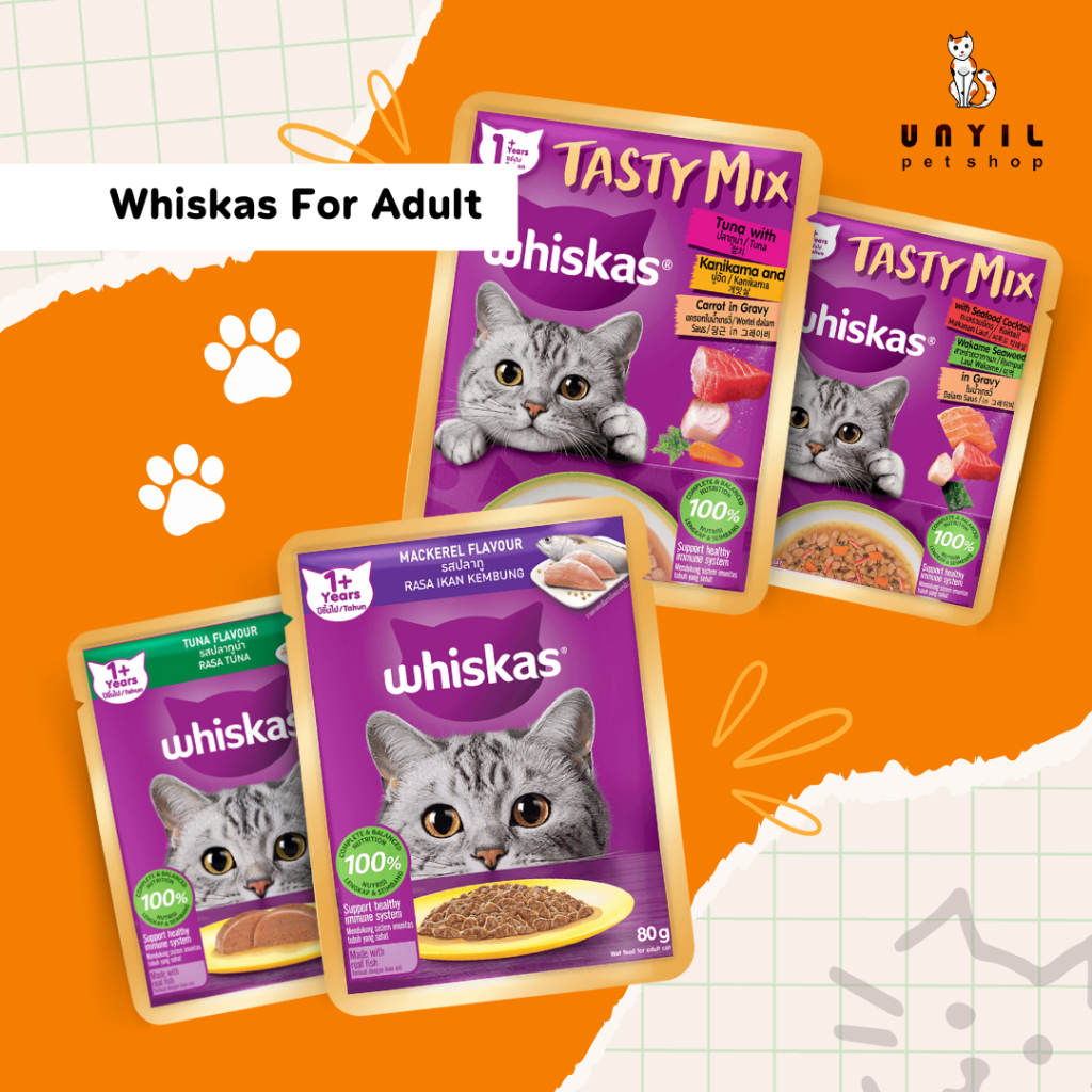 Whiskas Adult Makanan Kucing Basah Pouch 80 gram / Makanan Kucing / Makanan Kucing Basah / Whiskas M