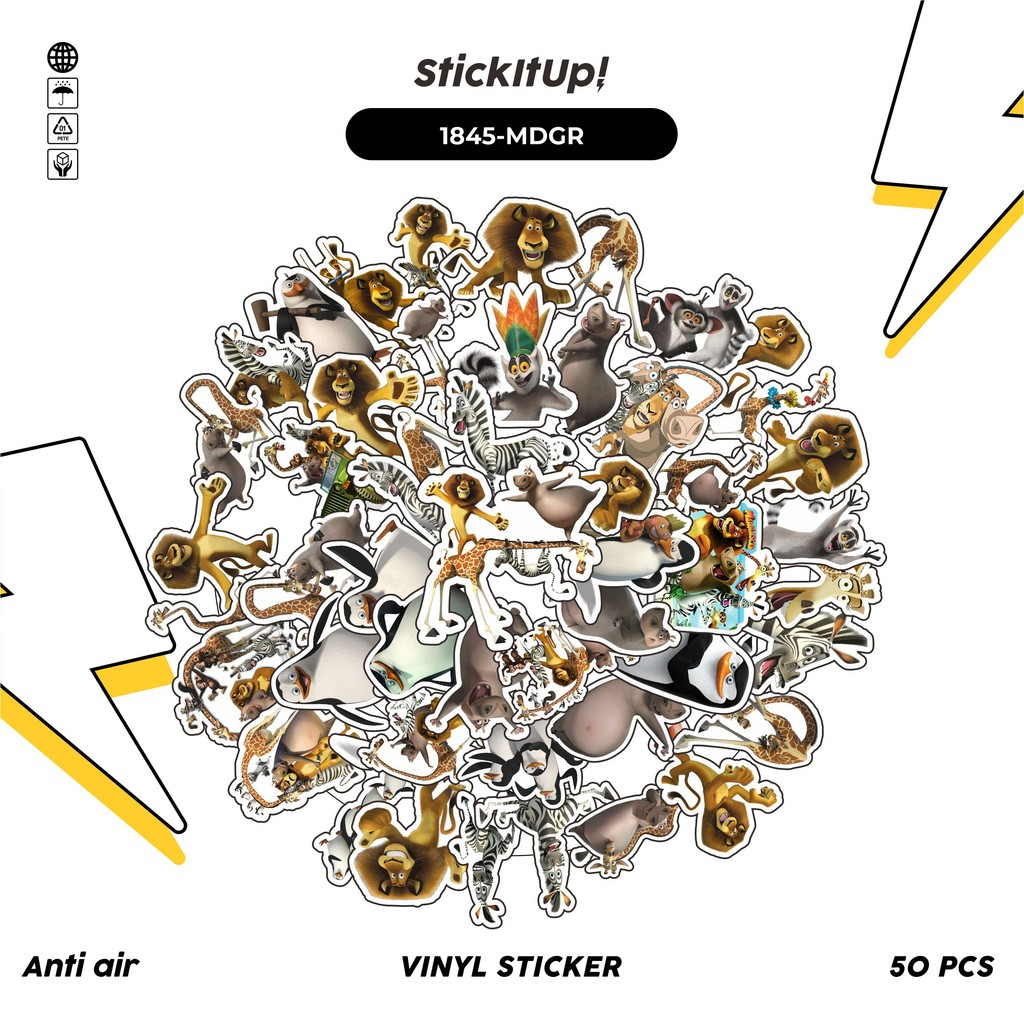 

COD✨ 50 Pcs Stiker Pack MADAGASCAR CHAR MIX 01 Lucu Aesthetic Vynil Waterproof untuk Freebies Sticker Buku Journal Casing HP Laptop