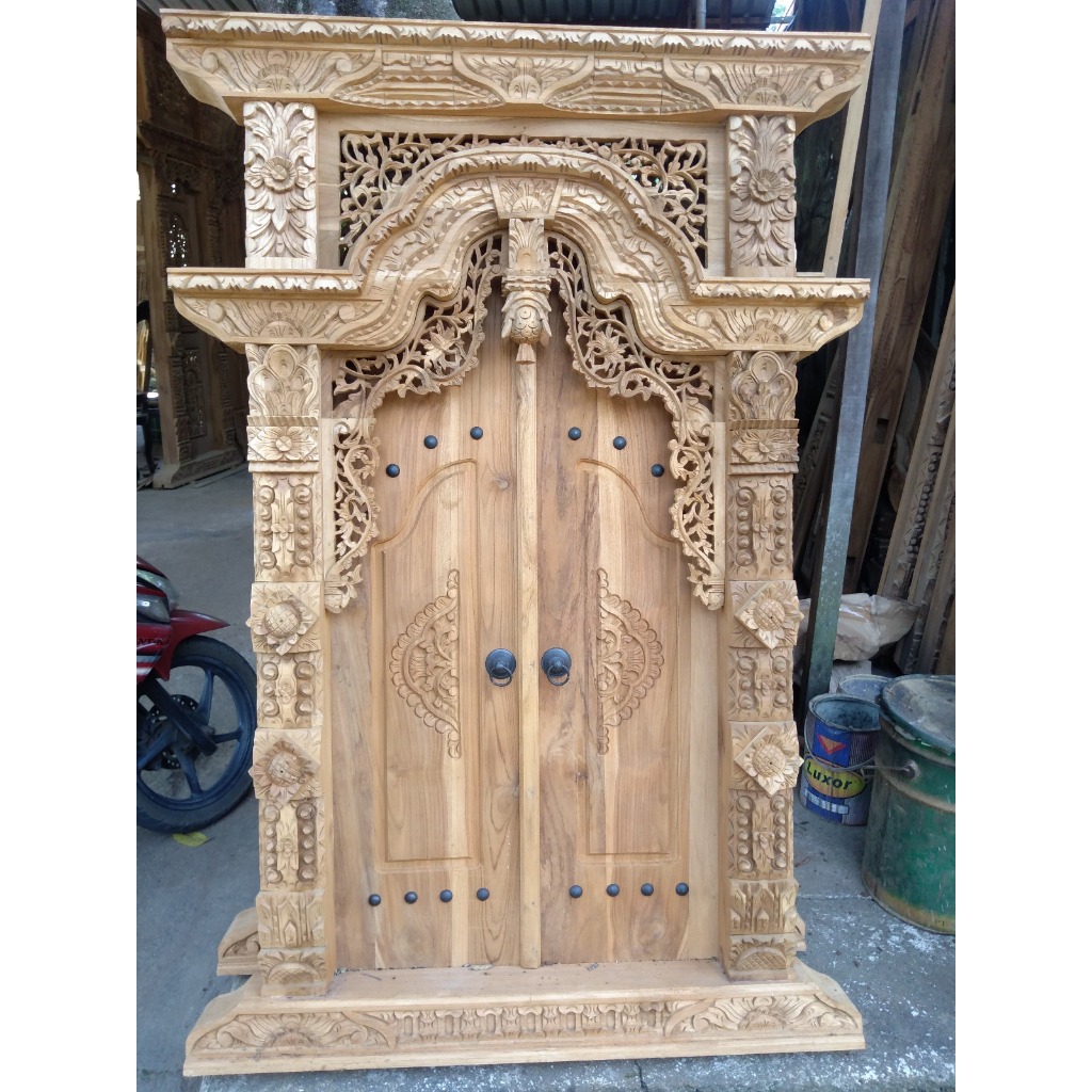 Jendela Gebyok Rumah 100x150 Cm Kayu Jati Ukir Jepara Jendela Motif Jawa, Relife Kelir Wayang, Still