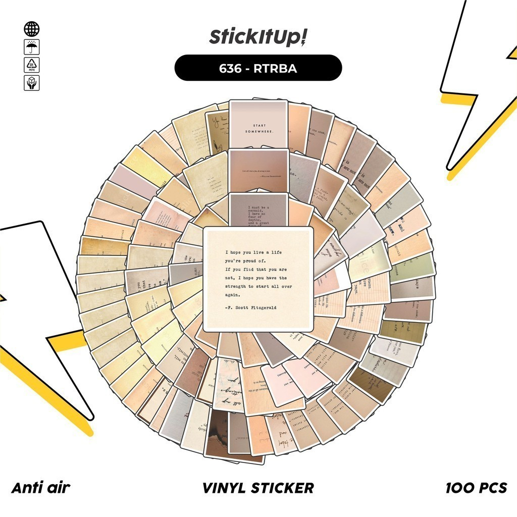 

COD 100 Pcs Stiker Pack Retro Inspirational Quotes Series A Lucu Aesthetic Vynil Waterproof untuk Freebies Sticker Buku Journal Casing HP Laptop