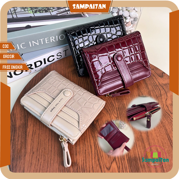 Dompet Lipat Wanita Import Kulit PU Terkini Dompet Perempuan Fashion Korea Style Slot Koin D105