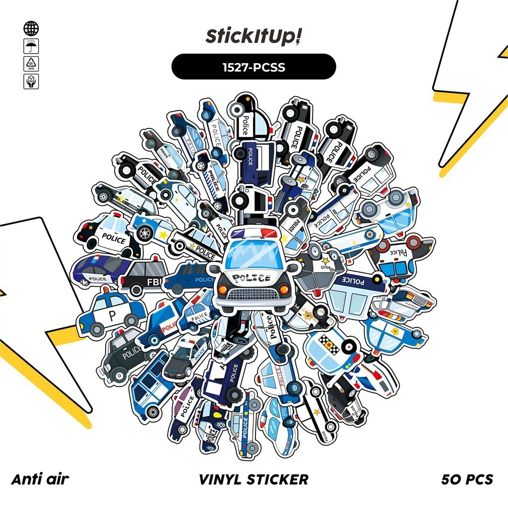 

COD✨ 100 Pcs Stiker Pack Mobil Polisi v2 Lucu Aesthetic Vynil Waterproof untuk Freebies Sticker Buku Journal Casing HP Laptop