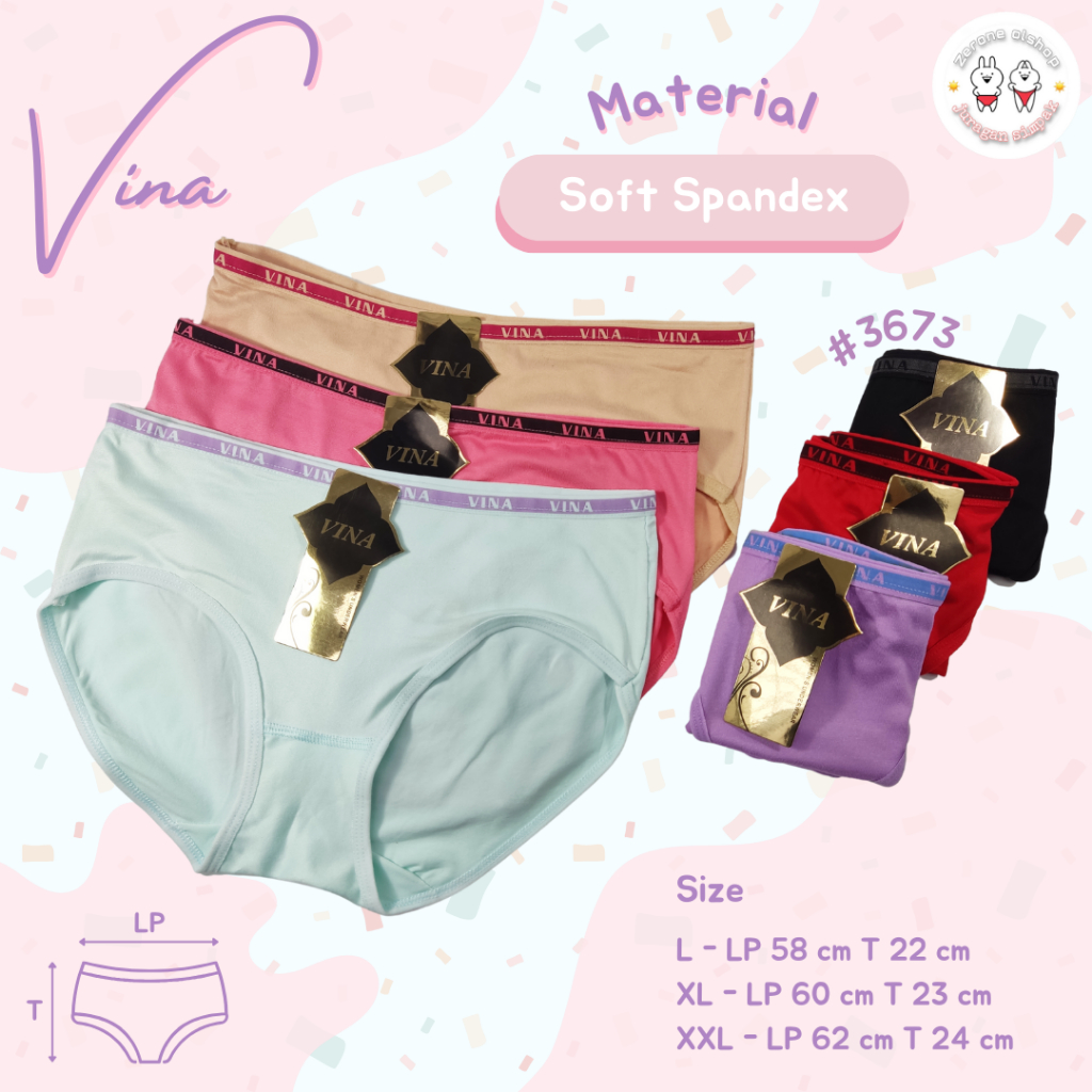 6 PCS CDW VINA #3673 CELANA DALAM CD SEMPAK REMAJA DEWASA WANITA PEREMPUAN CEWEK