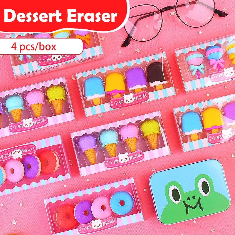 

INJOYMART | 4PCS / SET PENGHAPUS PENSIL MODEL ICE CREAM DONAT LOLLIPOP POPSICLE / PENGHAPUS LUCU SET