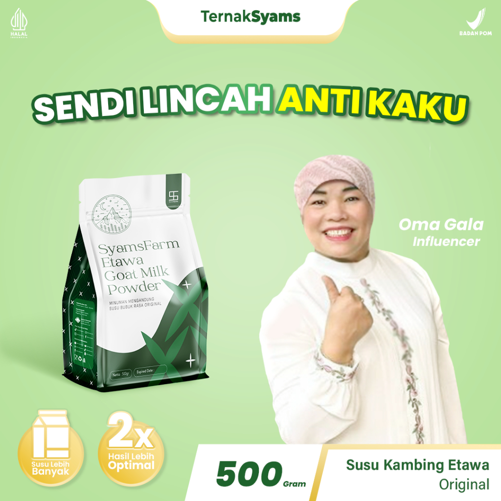 

Syamsfarm Susu Kambing Etawa Bubuk 500 gram Rasa Original Ternak Syams BPOM Premium Ettawa Goat Milk Powder Drink Asli Termurah Terbaik Terlaris Halal Platinum Berkualitas Pemulihan Pengobatan Asma Asam urat Nyeri sendi Kesehatan Tulang COD bayar ditempat