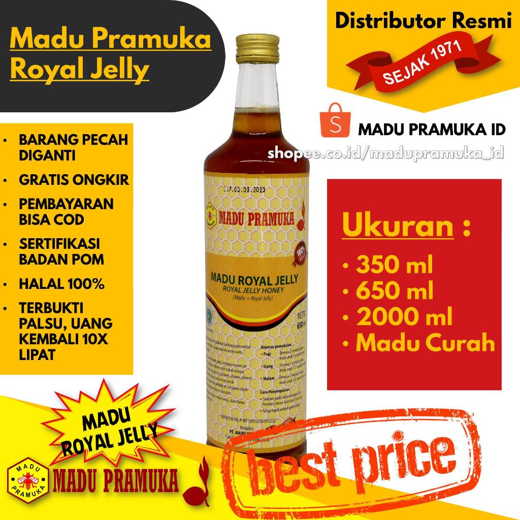 

Madu Pramuka Royal Jelly - 350 ML 650 ML 2000 ML Liter - Asli Enak Original Alami Murni Murah Resmi
