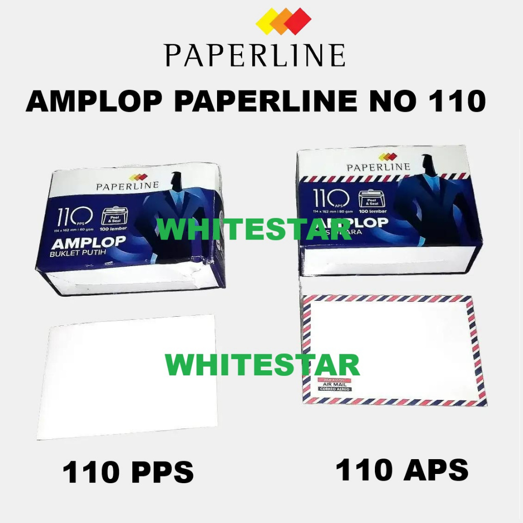 

amplop putih paperline 110 pps polos / aps airmail tanggung - 114 x 162 mm