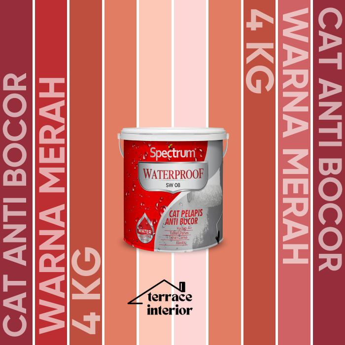 Cat Pelapis Anti Bocor Spectrum Waterproof Warna Merah 4 KG