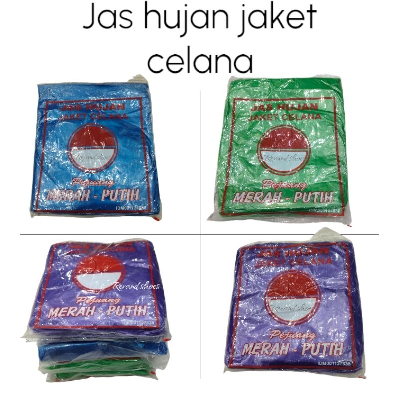 jas hujan plastik setelan baju celana satuan isi 1pack merek  merah putih