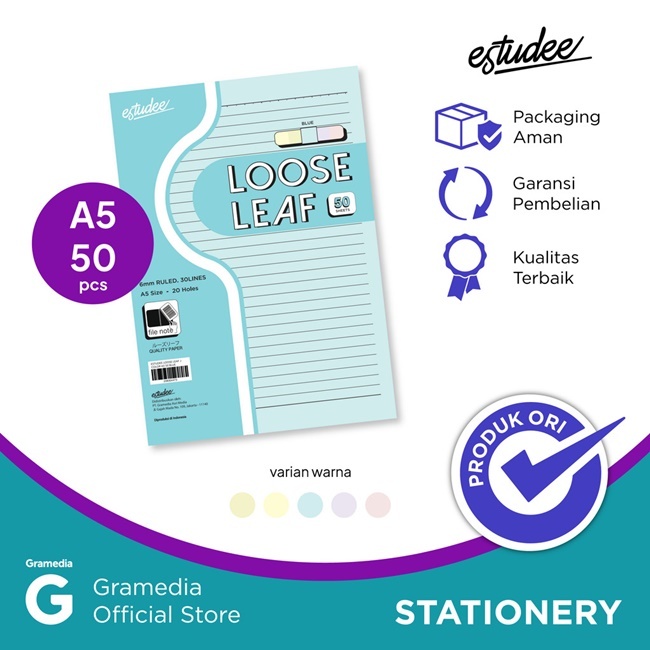 

Gramedia Mal Pekanabru - (Original) Estudee Loose Leaf Jcolor A5 50 Blue
