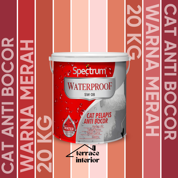 Cat Pelapis Anti Bocor Spectrum Waterproof Warna Merah 20 KG