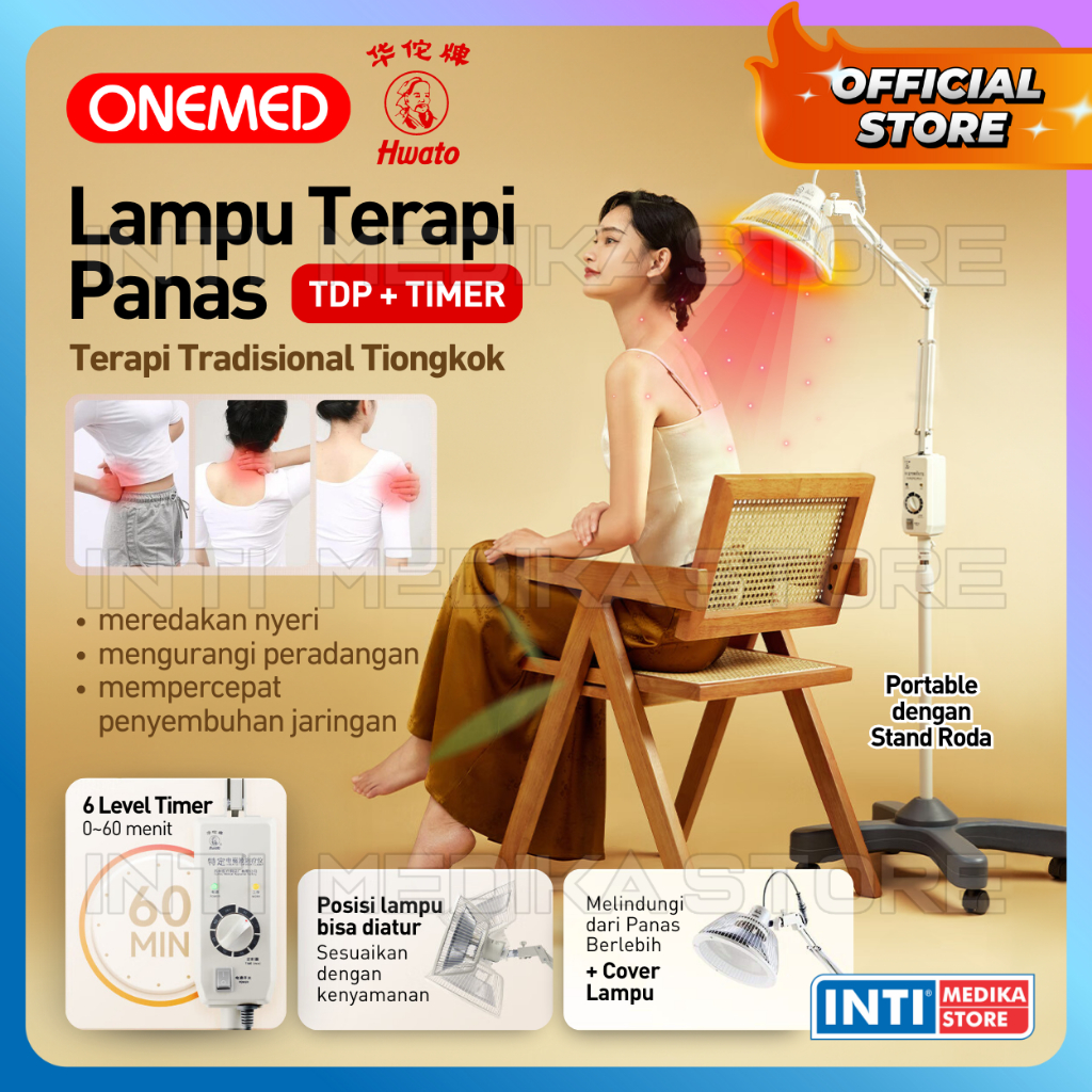ONEMED HWATO - Lampu Terapi Inframerah TDP dengan Stand dan Timer | Infrared Theraphy Lamp Rehabilit