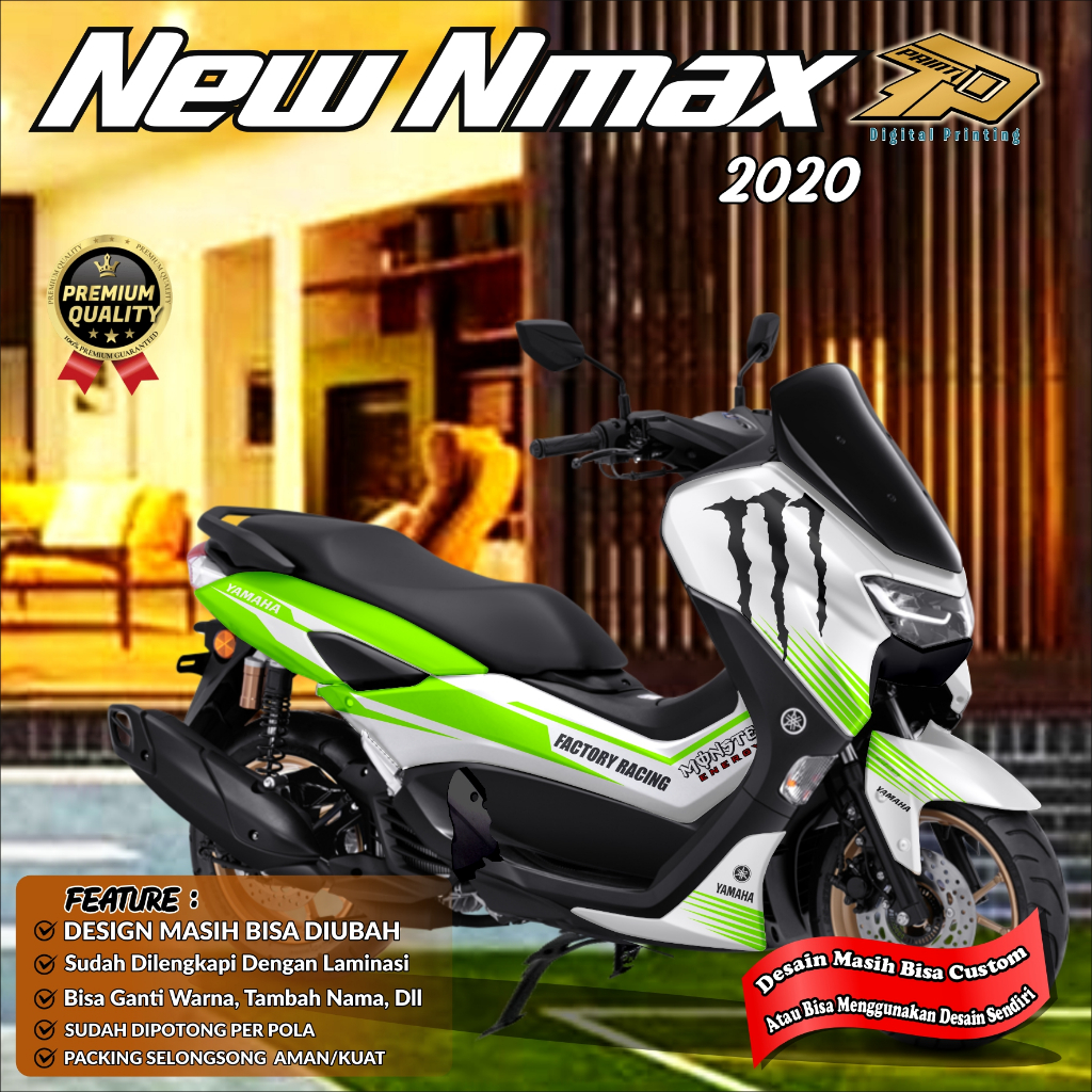 BISA COD DECAL STIKER FULL BODY YAMAHA NMAX NEW 2020 VARIASI RACING MONSTER PT50007 BEBAS DESAIN