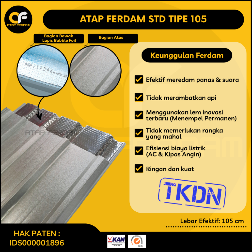 ATAP FERDAM STD 105 - Galvalum Dengan Lapisan Peredam Insulasi Alumunium Foil #Spandek Trimdeck Baja