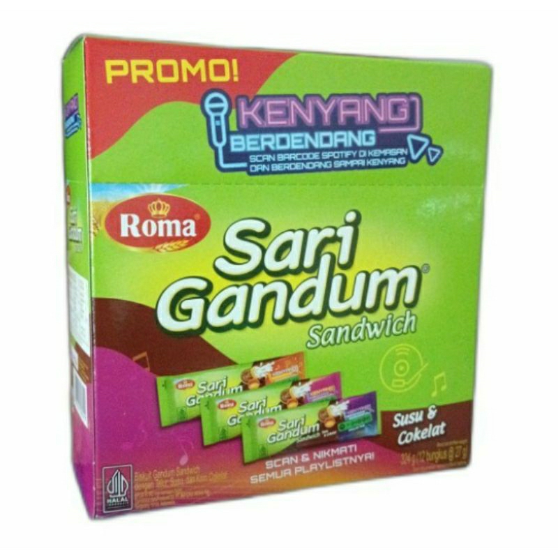 

Roma Sari Gandum Sandwich susu & coklat 324g ( 12 bks @27g)