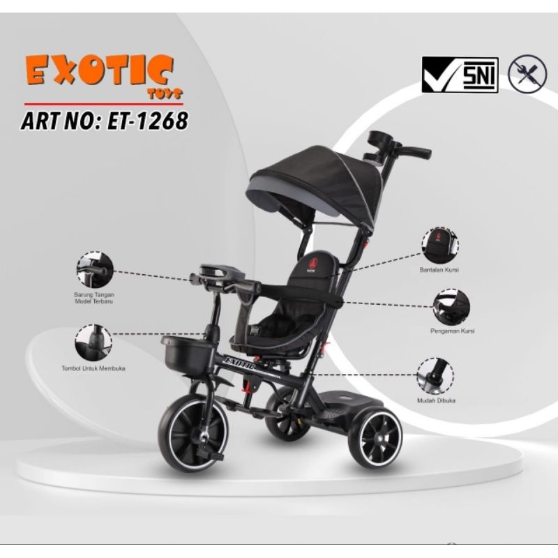 TRICYCLE/SEPEDA RODA TIGA ANAK DORONG ET-1268 EXOTIC