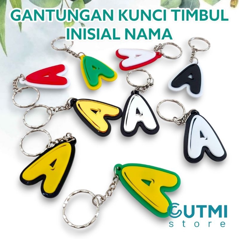 Gantungan Kunci Huruf Timbul Inisial Nama Bahan Akrilik Custom