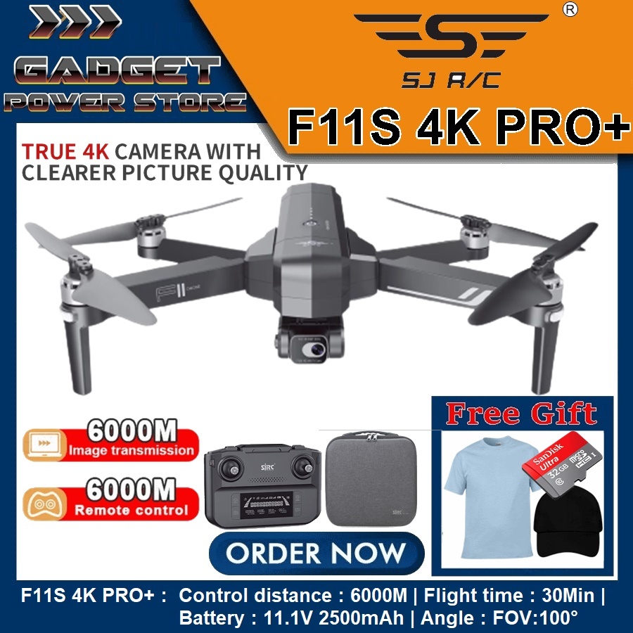 DRONE SJRC F11S 4K PRO PLUS 6KM Drone GPS 2-Axis Gimbal 4K Camera Self-Stabilized