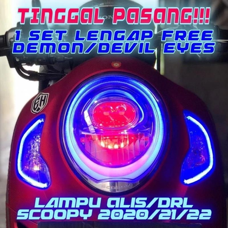 LAMPU ALIS SCOOPY 2020-2023 PAKET 1SET DENGAN BELAKANG BONUS DEVIL/DEMON