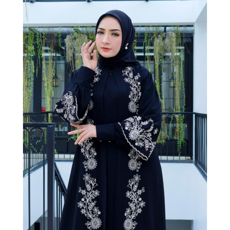Gamis Abaya Bordir Kerancang Seruty Babydoll outer Nyatu Mewah Dan Elegant