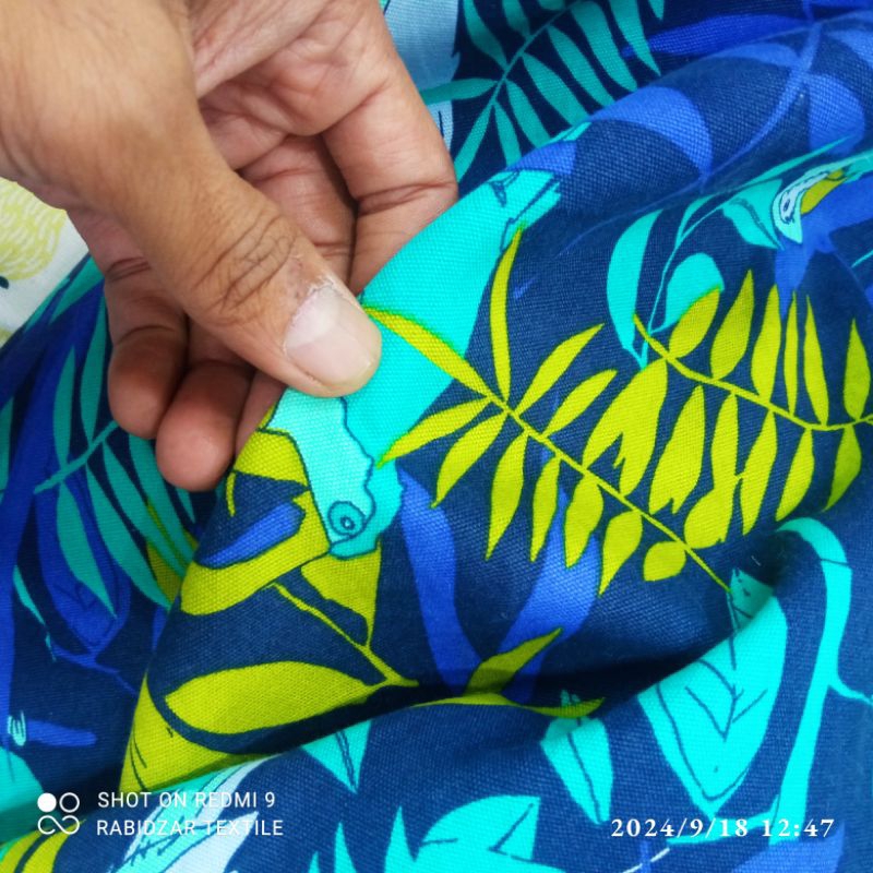 KAIN KATUN BABY CANVAS MOTIF BURUNG DAUN DSR BRU