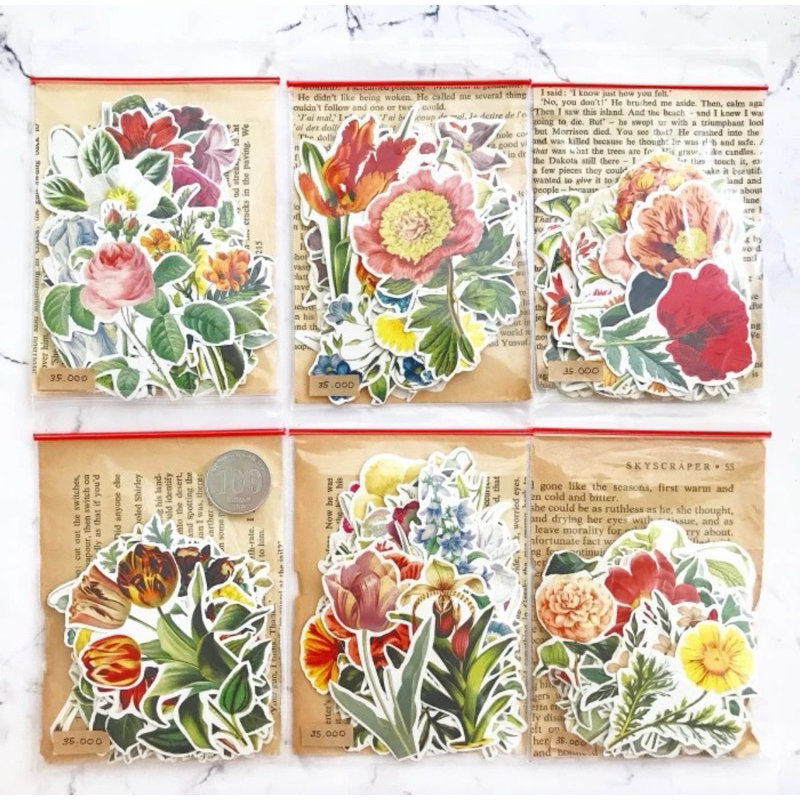 

VINTAGE FLOWER STICKER SET
