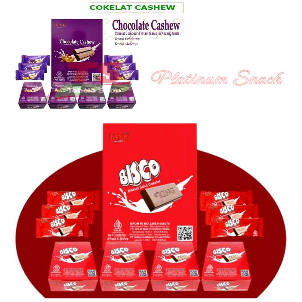 

D' King Chocolate | Bisco | Cashew | Isi 20 Pcs @ 10 Gr