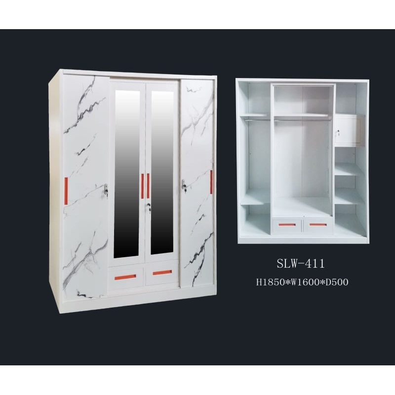 Lemari Plat Besi Import - Lemari Besi Sliding 4pintu  - Full besi anti rayap - Awet