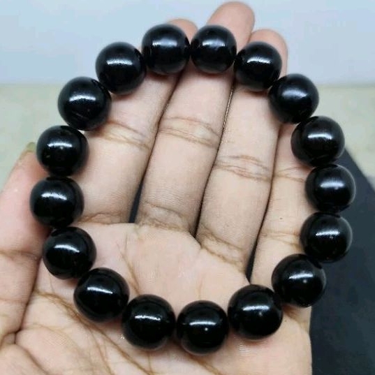gelang tasbih akar bahar tunggal taliarus hitam dim 12 mm asli 100% original