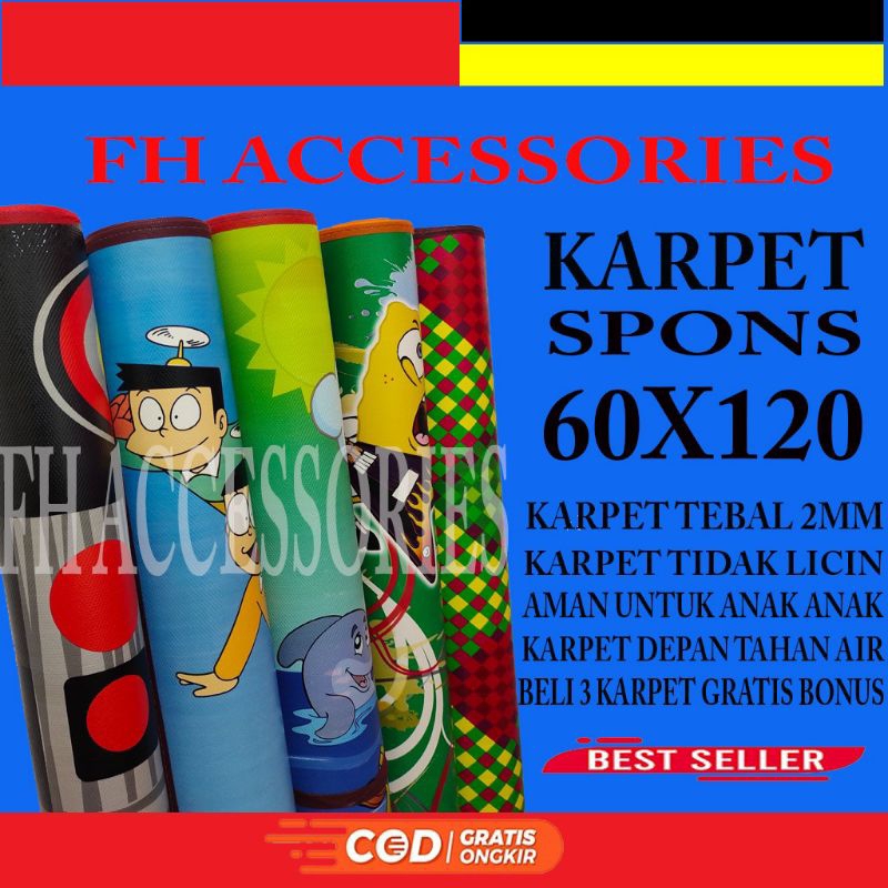 KARPET / karpet Spon Motif Krakter ukuran 120X60/Bentol Mercy/alas sajadah/KARPET LANTAI/KARPET SPON