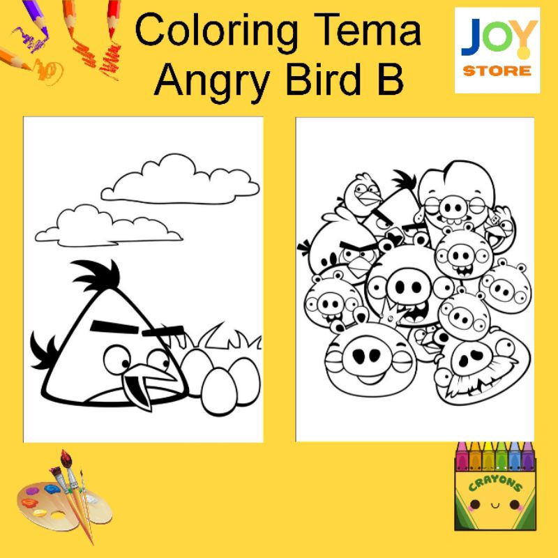 

Kertas Gambar Mewarnai ukuran A4 dan A5 150 gsm - Coloring Paper Tema Angry Bird B Toko Joy Store