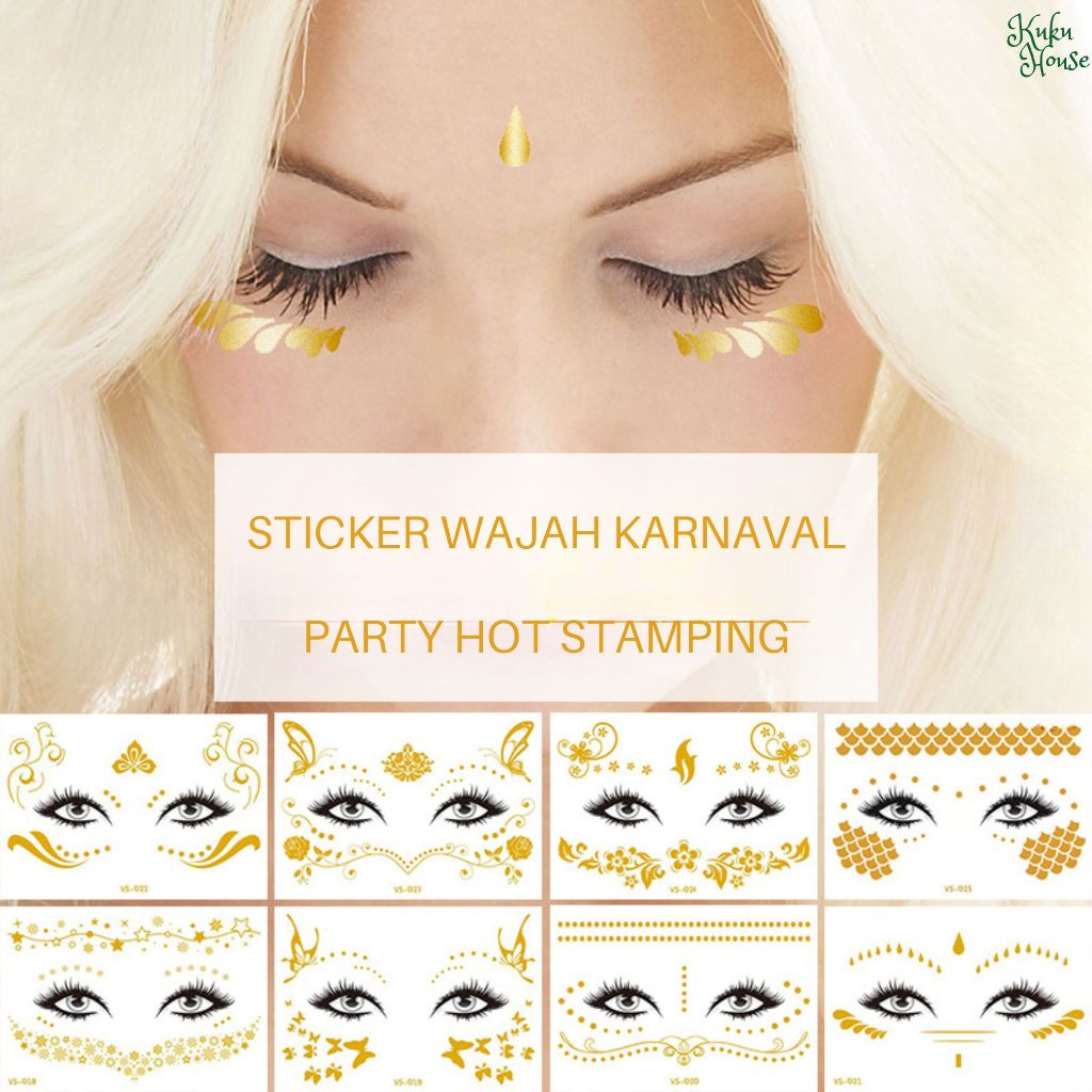 

Sticker Karnaval Party Face Sticker Wajah Premium Gold Elegant Emas