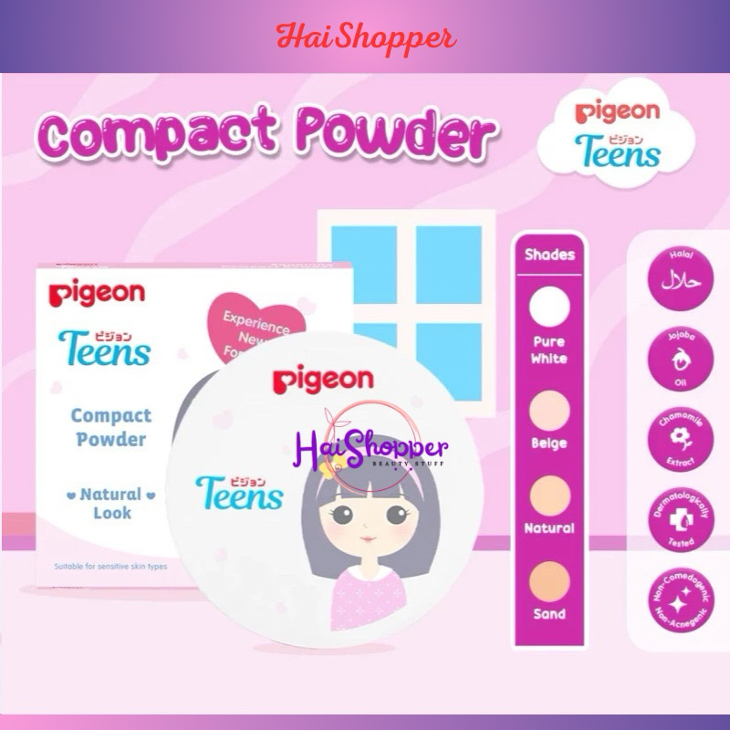 PIGEON TEENS Compact Powder Natural Look 14Gr | PIGEON TEENS Refill Compact Powder Natural Look 14Gr