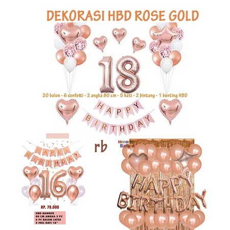 PAKET DEKORASI - ULANG TAHUN  rose gold | one stop party paket balon ultah paket ultah romantis