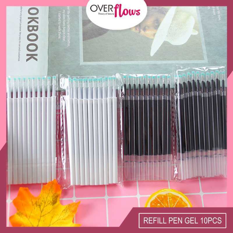 OVERFLOWS.ID 10 PCS ISI ULANG PENA GEL 0.5mm 1 PACK REFILL PEN PULPEN GEL
