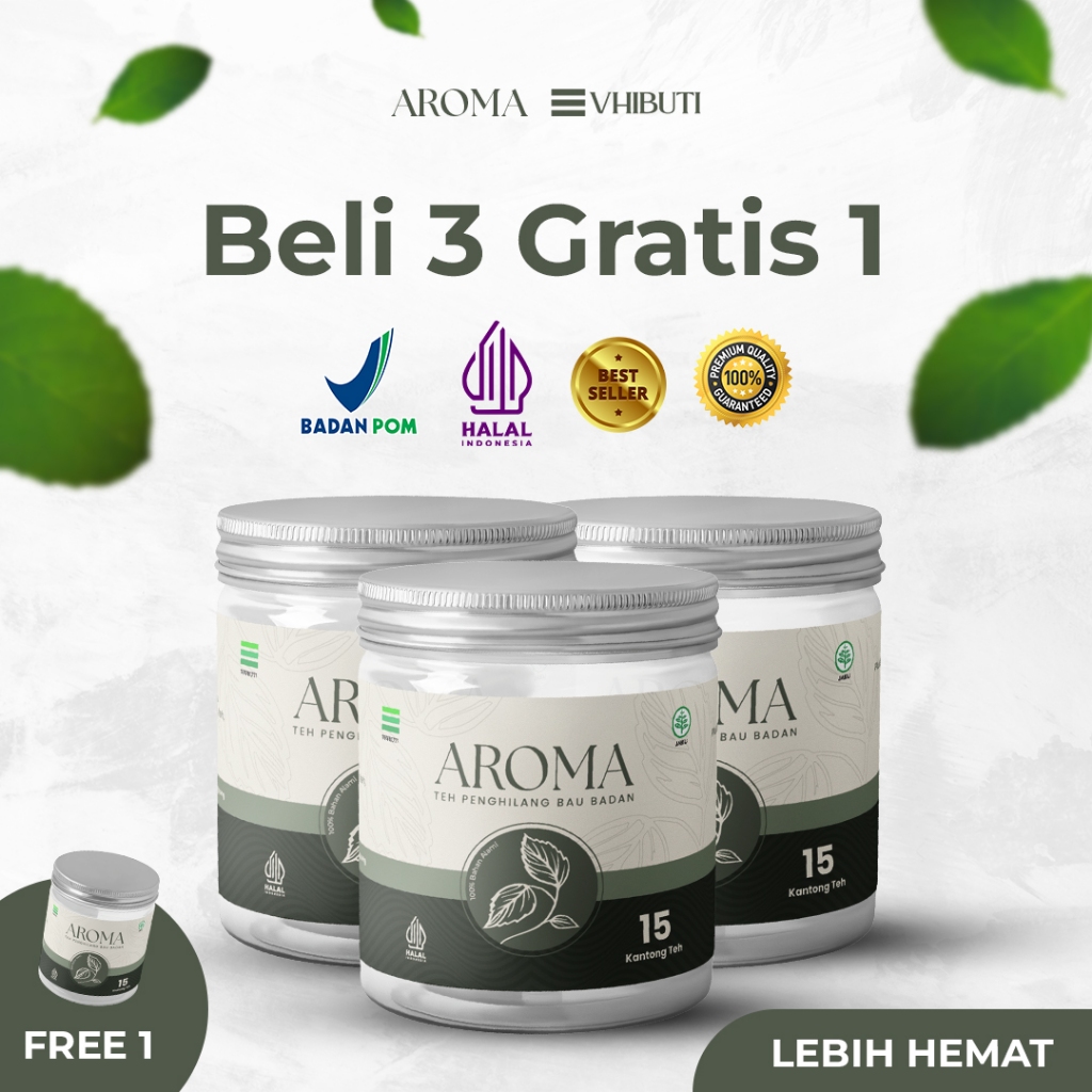 

VHIBUTI Aroma | Teh Herbal Untuk Membantu Mengurangi Bau Badan 15 Kantong Teh Paket Beli 3 Gratis 1