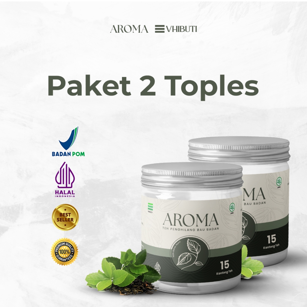 

VHIBUTI Aroma | Teh Herbal Untuk Membantu Mengurangi Bau Badan 15 Kantong Teh Paket 2 Toples