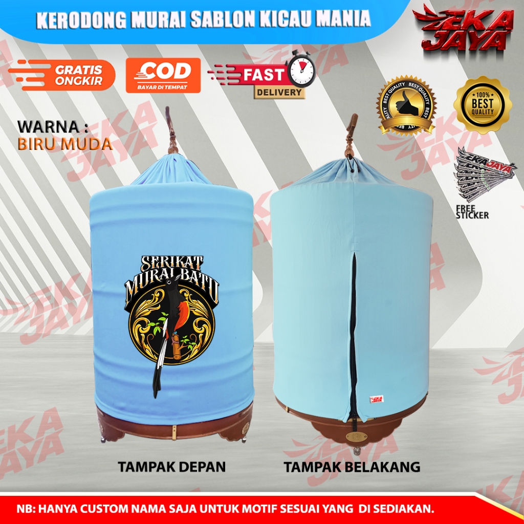 PROMO Krodong Sablon SERIKAT MURAI BATU Dobel layer & Single Penutup Sangkar Burung Murai No1, No 2,