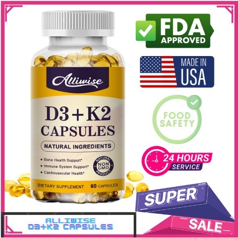 USA 120pil Vitamin D3K2 Kapsel Gigi Penopang Rangka & Jantung Menyerap Mencegah nyeri sendi karena k