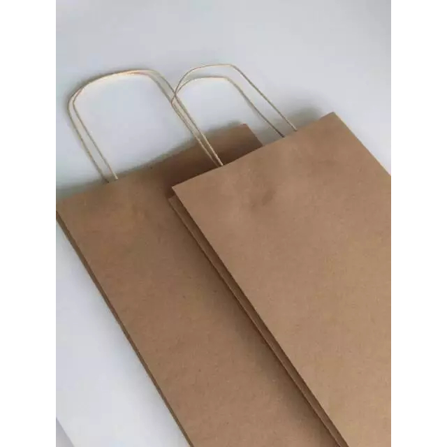 

(10pcs) paperbag tali kertas ukuran 21x7.5x33cm box paperbag pembungkus kado brown kraft