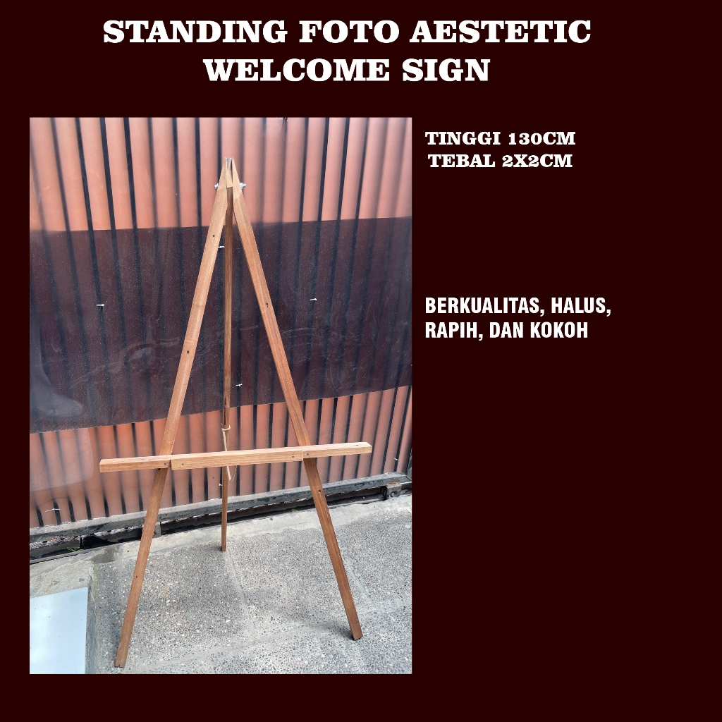 STANDING FOTO KAYU AESTETIC/STANDING FOTO TRIPOD KAYU PAPAN/STANDING FRAME FOTO/STANDING WEDDING/NYA