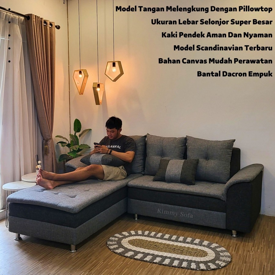 Kimmy Sofa L Santai Selonjor Rebecca Ukuran Jumbo